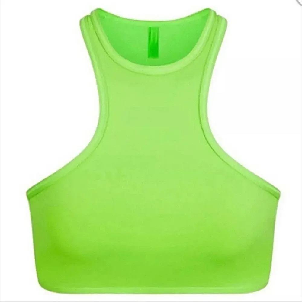 Skims Swim High Neck Racer Back Bikini Top Neon Green 3X